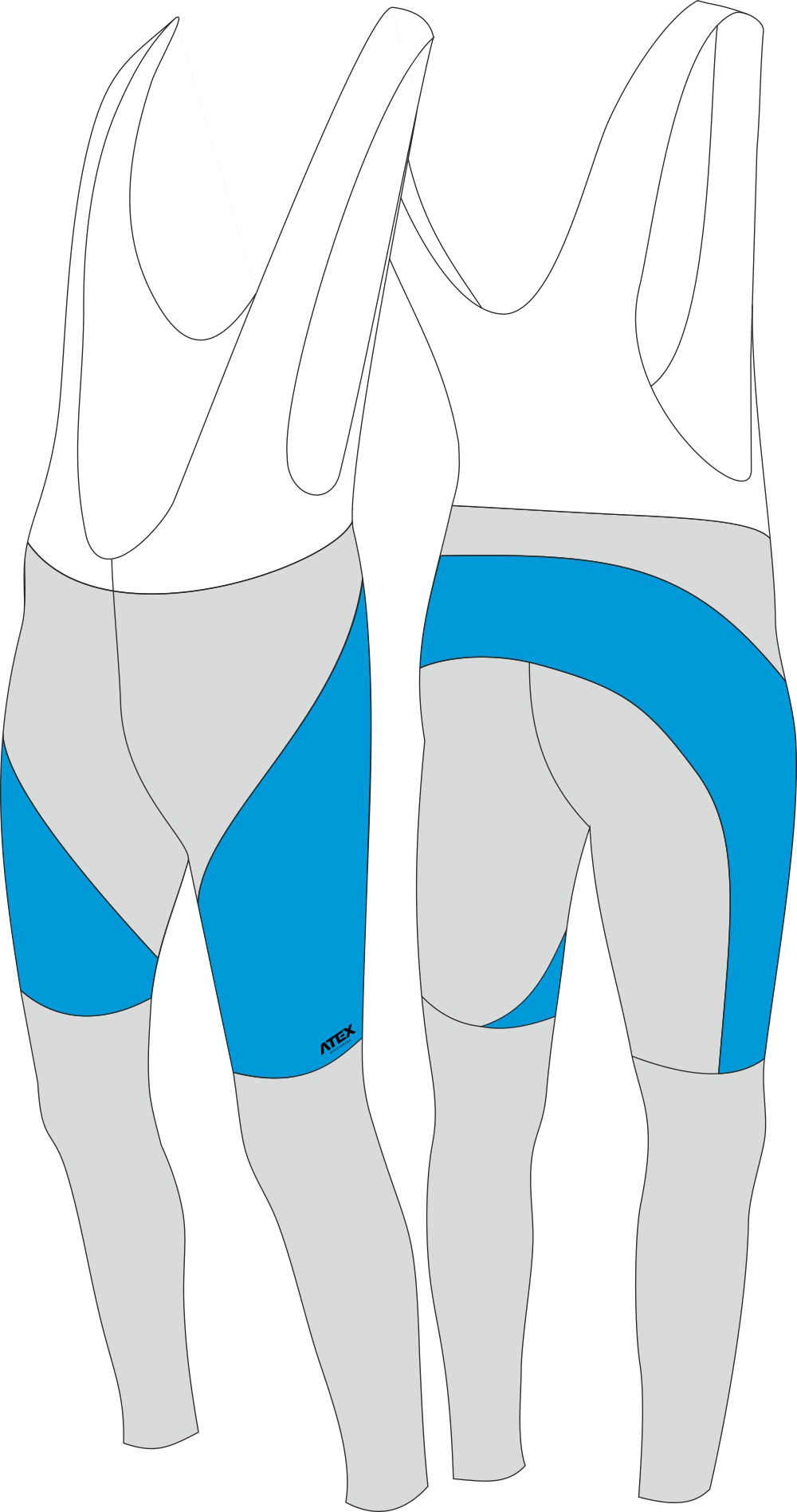 Long cycling trousers with bibs, wide